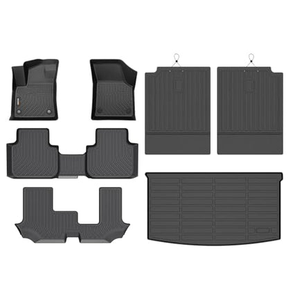 Binmotor-All Weather Floor Mats & Cargo Liner for Volkswagen Atlas 2018-2026 (7 Passenger Bench Seating), 3 Rows Full Set Car Mats TPE, Heavy Duty Car Floor Liners Guard for VW Atlas Accessories - style: 1) Car Mats for VW Atlas 7 Seats (2018-2026) full s