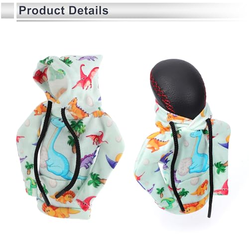 1 Pc Universal Gear Shift Knob Cover Automotive Manual Stick Shifting Handle Protector Dinosaur Hoodie Style Purple,Blue,Orange,Pink Polyester