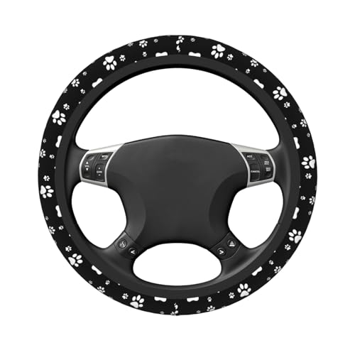 Kawaii Paws Elastic Steering Wheel Cover Non-Slip Breathable Steering Wheel Protector Fit Auto, SUVs, Truck - color: Kawaii Paws
