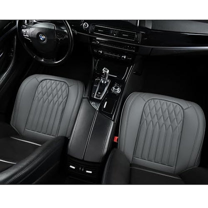 BWTJF Gray Car Seat Cover 2 Pack, Universal Leather Front Seat Covers Bottom Protector, Anti-Slip and Full Wrapping Edge Compatible with Most of Vehicles - SUVs/Sedans/Pickup Trucks - color: Gray, size: StyleB-Lozenge