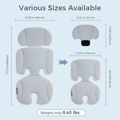 Momcozy Stroller Cooling Pad | Detachable 2-Piece Cooling Cushion | Universal Soft Cooler Pad, Breathable & Adjustable Car Seat Liner | Fits Strollers, Car Seat, Swing, High Chair, Bassinet - color: Blue Gray