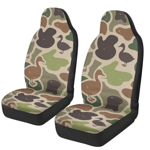 Duck Camo Car Seat Covers 2 Pcs Automobile Front Seat Covers Breathable Protection Interior Accessories Anti-Slip Back Fabric Compatible with Most Cars,SUV,Sedan - color: Duck Camo Print