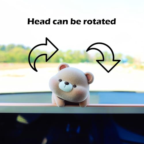 Cute Furry Animal Rear View Mirror Accessories, Car Dashboard Ornament Center Screen Decoration Rearview Mirror Charm, Car Accessories Interior Decor for Women/Men - style: Bear