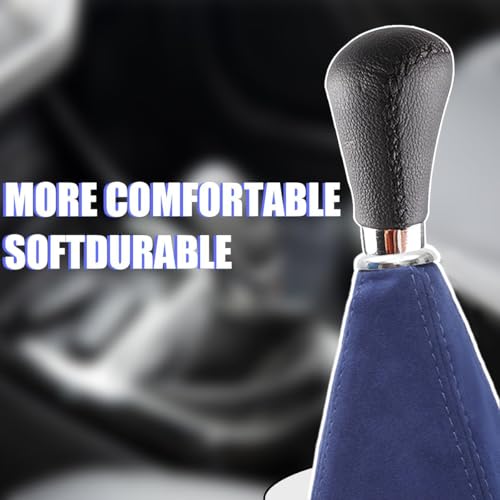 BESULEN Car Shift Boot Cover, Suede Leather Shift Knob Boot Dust Cover, Manual/Auto Shifter Boot Sleeve Replacement, Handbrake Gaiter Boot Dust Cover Car Interior Accessories - color: Dark Blue