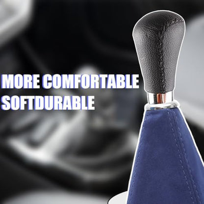BESULEN Car Shift Boot Cover, Suede Leather Shift Knob Boot Dust Cover, Manual/Auto Shifter Boot Sleeve Replacement, Handbrake Gaiter Boot Dust Cover Car Interior Accessories - color: Dark Blue
