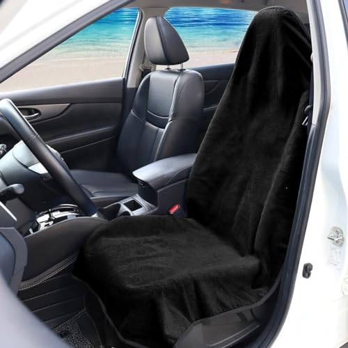 Waterproof Sweat Towel Car Seat Cover Sweat Carseat Protector,Perfect for Universal Anti-Slip Car Truck SUV Seat, Great for Post Gym Workout, Running, Swimming, Beach and Hiking (Black) - color: Black
