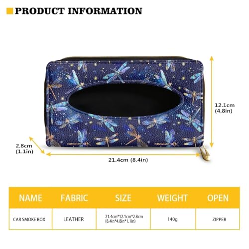PU Leather Visor Tissue Holder Car Sun Visor Tissue Box Holder Dragonflies Leather Napkin Holder - color: Dragonflies