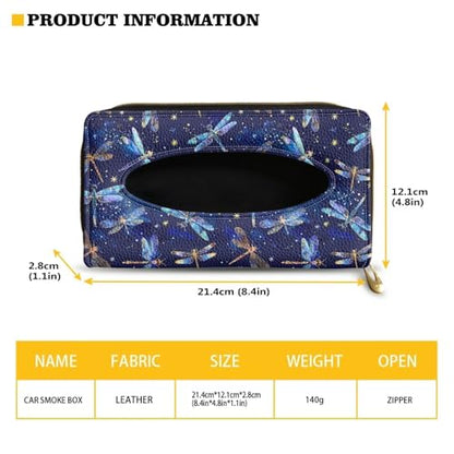 PU Leather Visor Tissue Holder Car Sun Visor Tissue Box Holder Dragonflies Leather Napkin Holder - color: Dragonflies