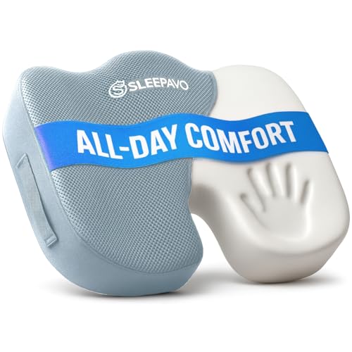 Sleepavo Office Chair Cushion - Seat Cushion for Tailbone Pain Relief - Butt Pillow for Coccyx, Sciatica, and Lower Back Pain - Orthopedic Chair Pad for Lumbar Support in Office Desk (Gray) - color: Gray