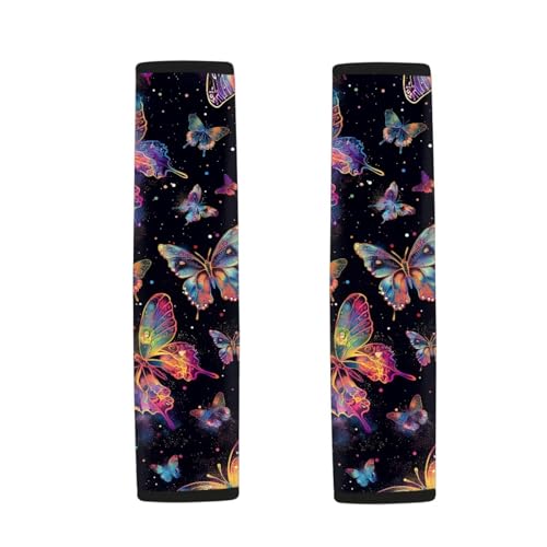 Dreaweet Butterfly Car Accessories Seatbelt Covers for Women Soft Comfortable Seat Belt Cover Pad 2 Pack Universal Seat Belt Covers Car Seat Shoulder Strap Pads Washable - color: Butterfly