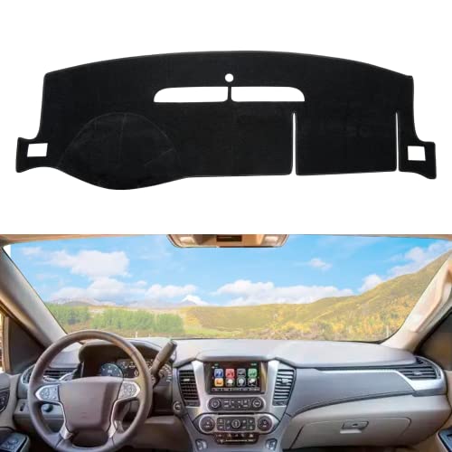 Dashboard Dash Cover Mat Carpet Compatible with 07-14 Chevy Tahoe Suburban Denali Avalanche GMC Yukon/XL,07-13 Chevy Silverado GMC Sierra without Dash Speaker and Only One Glove Box(BLACK) - size: 07-14 Chevy&GMC(1)