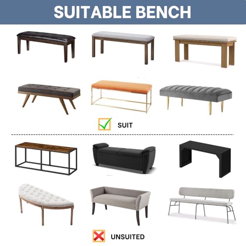 Dining Bench Cover, Stretch Washable Long Bench Seat Covers, Rectangle Dining Table Bench Slipover for Dining Room, Living Room, Kitchen(Midnight Blue)