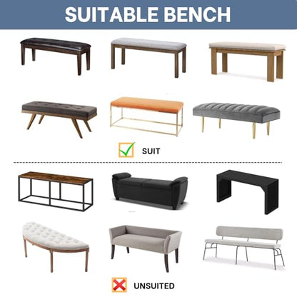 Dining Bench Cover, Stretch Washable Long Bench Seat Covers, Rectangle Dining Table Bench Slipover for Dining Room, Living Room, Kitchen(Midnight Blue)