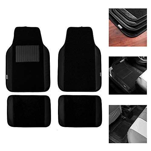 FH Group Car Floor Mats - Carpet for Cars, Universal Fit Automotive All Purpose Car Protector Mat for Most Sedan, SUV, Truck Floor Mats Black - color: Black - Faux Leather