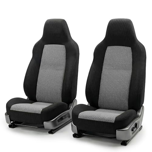 FH Group Automotive Front Car Seat Covers for SUV, Trucks, Sedan and More - Universal Fit Front High Back Design Interior Accessories - 3D Mesh Fabric Center Panel - Gray - color: Gray, size: Front Set