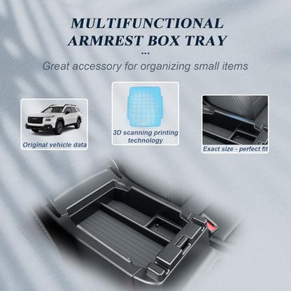 BIBIBO 3Pack for 2026 Subaru Outback Center Console Organizer 2026 Subaru Outback Console Armrest Tray+Cup Holder +Wireless Charging Mat 2026-Outback Insert Organizer Tray - color: Black-3Pack