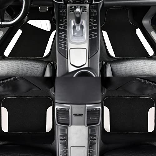 CAR PASS Waterproof Universal Fit Car Floor Mats, Car Mats Fit for SUV,Vans,sedans, Trucks,Set of 4pcs Car Carpet with Driver Heel Pad (White) - color: White