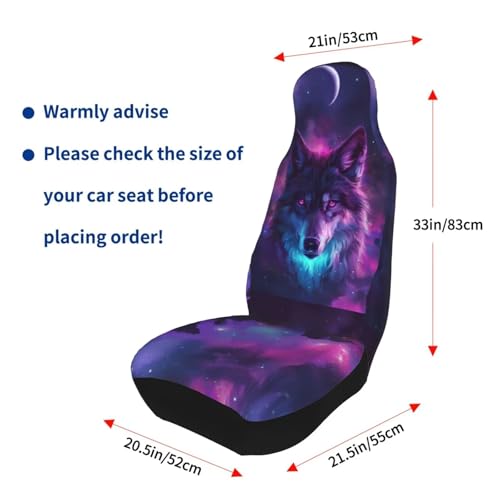 Purple Wolf Print Seat Covers Cool Animal on Galaxy Nebula Fabric Bucket Seat Cushion Universial Fit for SUV Truck Van Sedans Vans Dog & Car Seat Protector, Breathable - color: Wolf