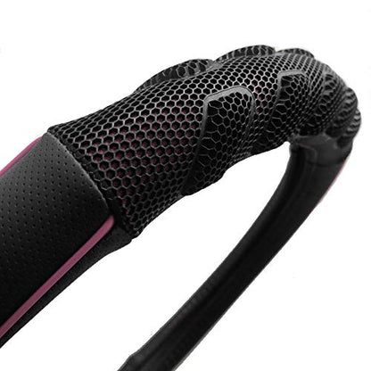 Flying Banner car Steering Wheel Cover Faux Leather Massage Universal fit 3D Honeycomb Hole Anti-Slip Sporty 15 Inches (Pink Black) - color: Pink black