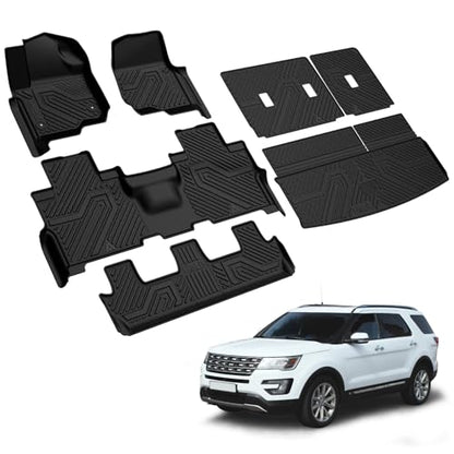 LASFIT Floor Mats for Ford Expedition Standard(Not for Max Models) 2021 2022 2023 2024 8 Seats(Not Fit 7 Seats), All Weather TPE Custom Fit for SUV Car Liners, 1st& 2nd& 3rd& Cargo Liner, Black 5pcs - style: 8) Expedition Standard 8-Seat| 21-24 | Combo Se