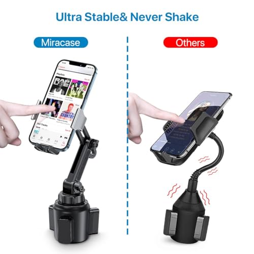 Miracase Cup Phone Holder for Car, [Upgraded Version] Adjustable Long Neck Car Cup Holder Phone Mount Cradle Friendly Compatible with iPhone Samsung Google and All Smartphones, Silver - color: Silver