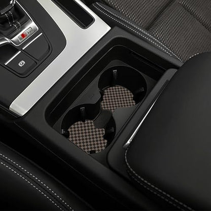 Checkered Black Brown Steering Wheel Cover Black Brown Checkered Steering Wheel Cover Anti-Slip Breathable Universal for 15 Inch Car with 2 Pieces Car Coasters Suitable - color: 1-Checkered Brown