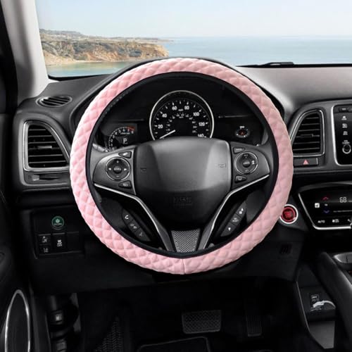Elastic Stretch Car Steering Wheel Cover, 15Inch Breathable Ice Silk Vehicle Steering Wheel Protecter, Cool in Summer Automotive Interior Protection, Universal for SUV Sedan Truck (Pink) - color: Pink