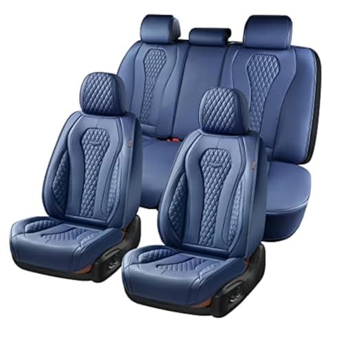 Coverado Seat Covers, Car Seat Covers Full Set, Blue Car Seat Cover, Car Seat Covers Front Seats Back Seat Cover, Waterproof Car Seat Cushion,Leather Seat Covers Seat Protector Universal Fit Most Cars - color: Blue, size: FullSet