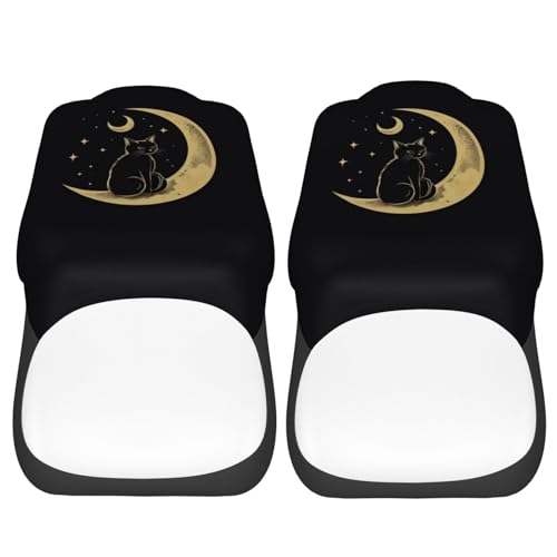 Dujiea Cat Sitting On The Crescent Moon Car Front Seat Covers 2 Pcs Universal Auto Seat Covers Front Seats Only, Vehicle Bucket Seat Protectors Fit for Most Car SUV Sedan and Truck - color: Cat Sitting On The Crescent Moon