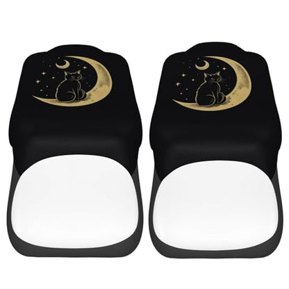 Dujiea Cat Sitting On The Crescent Moon Car Front Seat Covers 2 Pcs Universal Auto Seat Covers Front Seats Only, Vehicle Bucket Seat Protectors Fit for Most Car SUV Sedan and Truck - color: Cat Sitting On The Crescent Moon