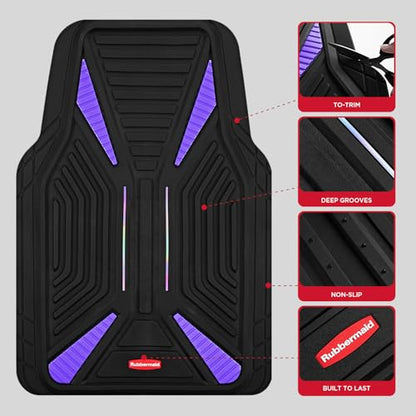 Rubbermaid Car Mat Full Set, Universal Trim-to-Fit Heavy-Duty Car Floor Mats – 4-Piece Set for All Weather Protection – Durable Rubber Mat for Cars, Trucks, SUVs & Vans-Purple - color: Purple