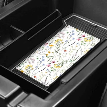 Leather Car Registration and Insurance Card Holder, Cute Car Accessories Vehicle Glove Box Car Organizer for Documents, Cards, License Beautiful White Flowers - color: Beautiful White Flowers