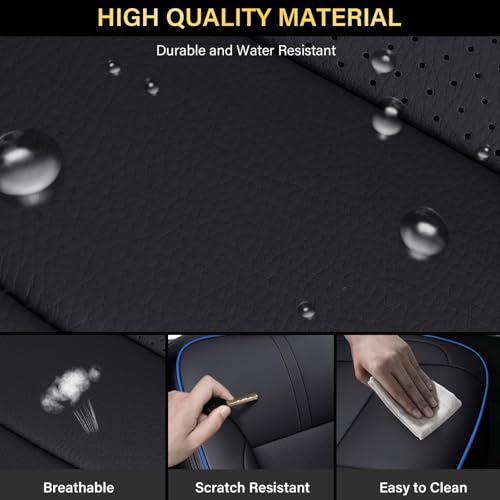 Coverado Chevy Silverado Seat Covers, Faux Leather Seat Covers Fit for Chevy Silverado GMC Sierra 2007-2026 1500, 2015-2026 2500HD 3500HD Crew Double Extended Cab (Front,Blueline) - color: Blueline, size: Front(2007-2025)