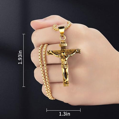 Cross Pendant for Car Rearview Mirror Charm Jesus Cross Necklace Jewelry Men Auto Interior Car Decor Crucifix Christian Religious Gift (Bronze)