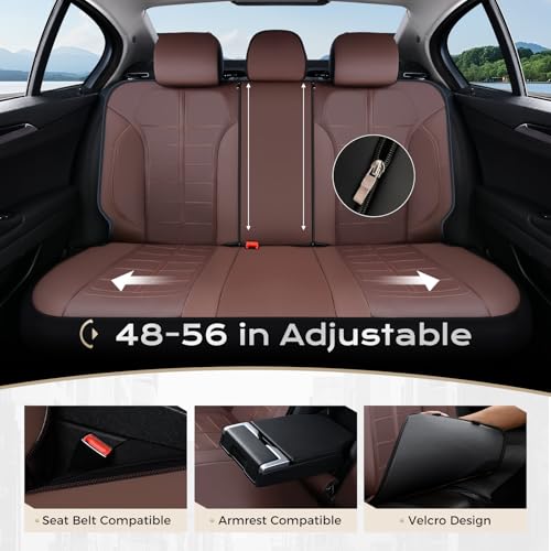 Coverado Full Set Leather Car Seat Covers, Crafted with Full Leather Construction and Carbon Fibre Weave Universal Fit for Most Cars SUV Trucks(Coffee - color: Coffee, size: FullSet