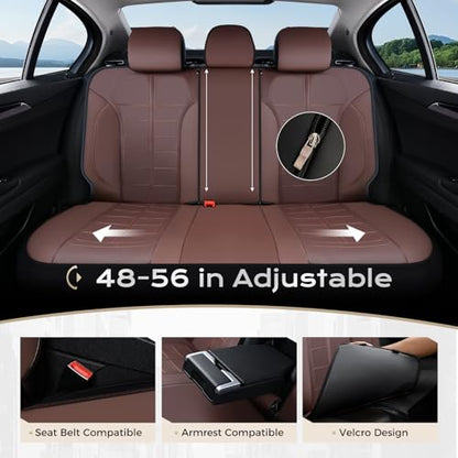 Coverado Full Set Leather Car Seat Covers, Crafted with Full Leather Construction and Carbon Fibre Weave Universal Fit for Most Cars SUV Trucks(Coffee - color: Coffee, size: FullSet