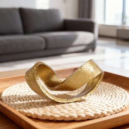 Modern Geometric Sculpture, Gold Knot Home Accent Decor, Multi-Angle Abstract Art Statue for Coffee Table, Bookshelf, Living Room, Office - Resin Artistic Knot Decor for Home and Office