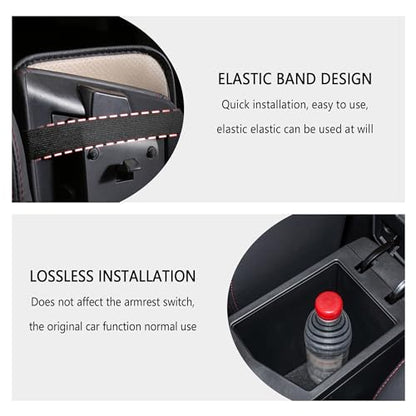 IHOTDER Stylish Car Center Console Cover,PU Leather Car Armrest Cover Prevent Scratches on Center Console,Universal Car Armrest Cushion Car Accessories Interior for Car SUV Truck (Black) - color: Black