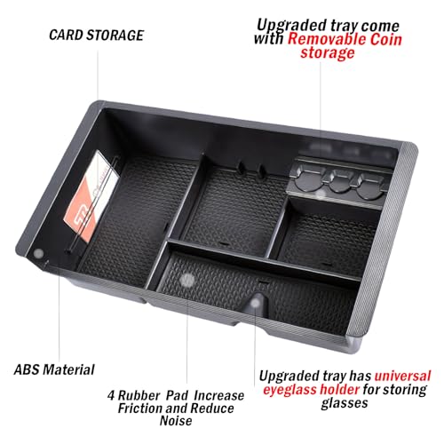 Center Console Organizer for 2014-2018 Chevy Silverado 1500 / GMC Sierra 1500 Accessories and 2015-2019 Sierra/Silverado 2500/3500HD and 15-2020 Yukon/Yukon XL/Tahoe/Suburban Armrest Storage Box black