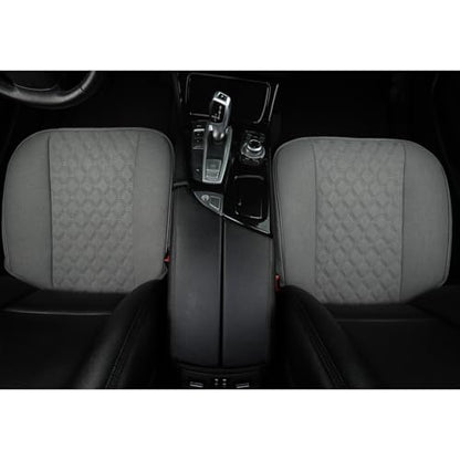 Linen Front Car Seat Cover Protector Anti-Slip Bottom Seat Cover Fits 95% of Vehicles,Wrapping Around The Bottom,Diamond Pattern(Gray-2Pcs)