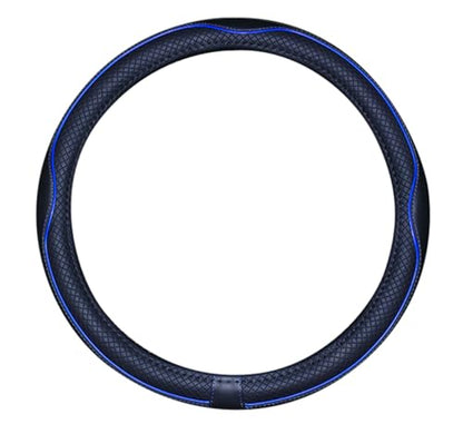 Mayco Bell Small Size Steering Wheel Cover Anti-Slip,Safety,Soft,Breathable,Durable,Full Surround,Comfortable Grip Microfiber Leather (14-14.25 inch,Black Dark Blue) - color: Black Dark Blue, size: 14''-14.25''