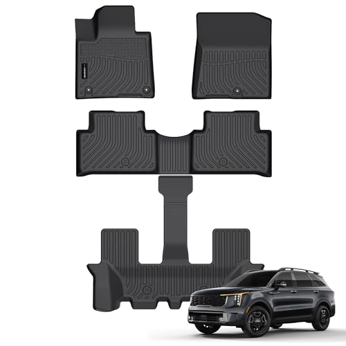 Auxko All Weather Floor Mats Fit for Kia Sorento Gasoline(6/7 Seat) 2021-2025 2026 TPE Liner Sorento 2021-2025 2026 Accessories Set All Season Odorless Anti-Slip Floor Mats - size: sorento gasoline|2021-2026|floor mats
