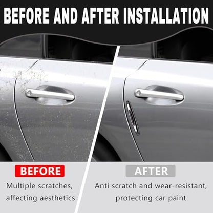 4PCS Car Door Edge Guards, Anti-Scratch Car Door Protector Trim Strip with Self Adhesive, Universal Door Guards for Cars Trucks SUVs, Exterior Car Accessories (Black)