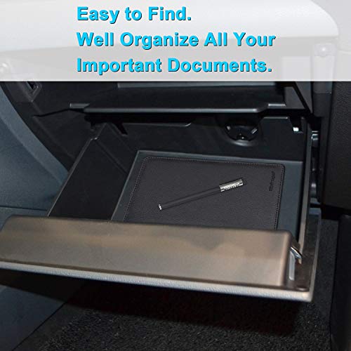 Wisdompro Car Document Holder Organiser, PU Leather Vehicle Insurance and Registration Holders Wallet Case for ID Card, Driving Licence, Key Contact Information Cards - color: Black