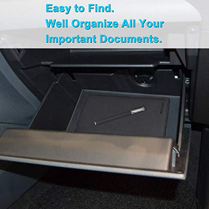 Wisdompro Car Document Holder Organiser, PU Leather Vehicle Insurance and Registration Holders Wallet Case for ID Card, Driving Licence, Key Contact Information Cards - color: Black