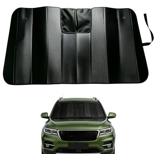 GWUSKDT Car Windshield Sunshade-Thicken 5-Layer Bubble Block Heat and Sun UV Rays,Front Windshield Sun Shade- Keeps Your Vehicle Cool - 58 x 27.5 Inch new Upgraded (New Black)