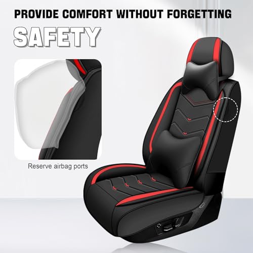 Car Seat Cover for KIA Soul 2010-2025, Driver's Seat Covers,Non-Slip Waterproof seat Cover,Wear-Resistant Nappa Leather car seat Covers. (Luxury 2 Seats/Black Red) - color: Black Red, size: Luxury 2 Seats