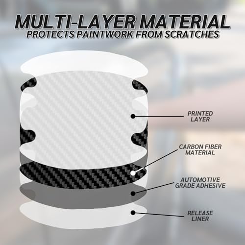 8PCS Carbon Fiber Car Door Handle Scratch Protectors, Universal Paint Guard Sticker for Door Handle Bowl, Fits Most Cars, Trucks, SUVs (Black)