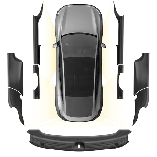 3W Tesla Model Y Juniper 9PCS Door Sill Protector 2025 2026 5 Seat (Not for Premium AWD & Standard) Front, Rear, Rear Bumper, Trunk, Door Entry Guard, Anti-dust Cover, Edge Guards, Model Y Accessories - size: Model Y 2025-2026| 4-Door Sills w/ Bumper
