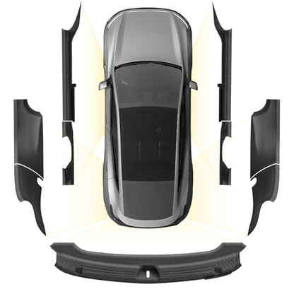 3W Tesla Model Y Juniper 9PCS Door Sill Protector 2025 2026 5 Seat (Not for Premium AWD & Standard) Front, Rear, Rear Bumper, Trunk, Door Entry Guard, Anti-dust Cover, Edge Guards, Model Y Accessories - size: Model Y 2025-2026| 4-Door Sills w/ Bumper